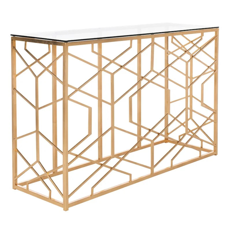 Console Corrine Safavieh Couture feuille d'or - 47 l. x 15,5 L. x 30 H. - 47 l. x 16 P. x 30 H.