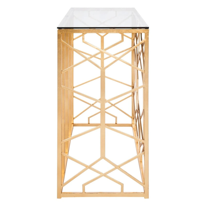 Console Corrine Safavieh Couture feuille d'or - 47 l. x 15,5 L. x 30 H. - 47 l. x 16 P. x 30 H.