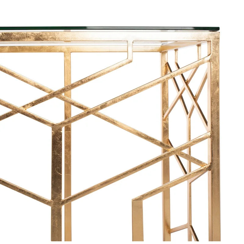 Console Corrine Safavieh Couture feuille d'or - 47 l. x 15,5 L. x 30 H. - 47 l. x 16 P. x 30 H.