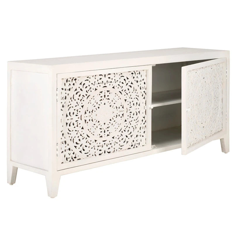 Meuble TV SAFAVIEH Ciji 2 étagères 2 portes (pour écran plat jusqu'à 60 pouces) – 139,7 cm L x 38,1 cm P x 66,04 cm H – 55"l x 15"p x 26"H