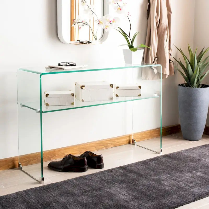 Table console transparente SAFAVIEH Hawa - 43.3 x 13.8 x 29.5 - 43Lx14Px30H