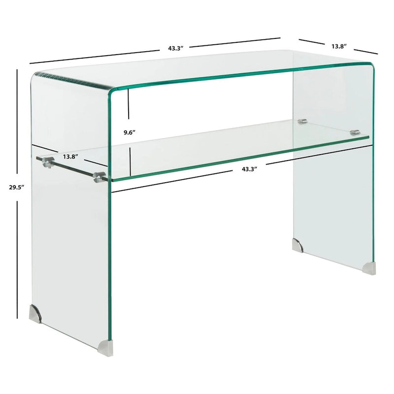 Table console transparente SAFAVIEH Hawa - 43.3 x 13.8 x 29.5 - 43Lx14Px30H