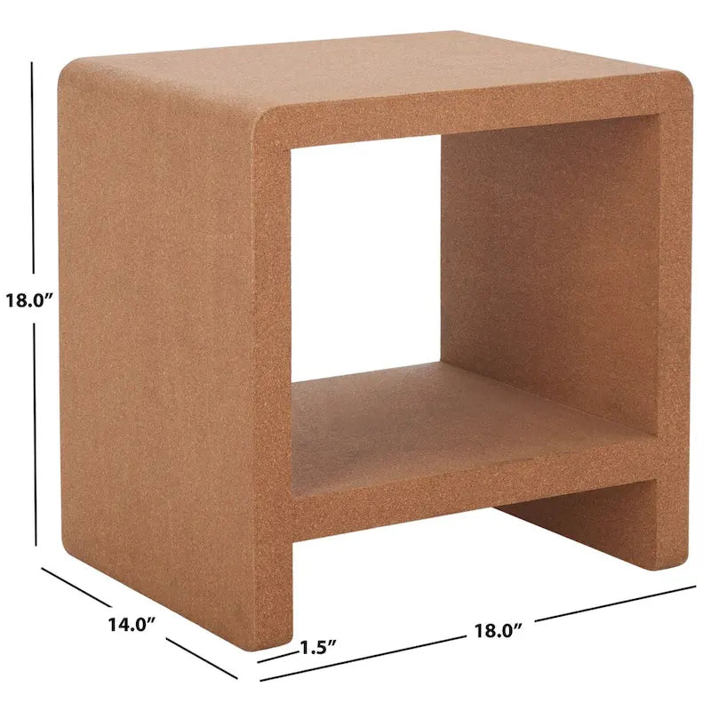 SAFAVIEH Couture Liivia – Table d'appoint en liège – 18 po l. x 14 po P x 18 po H – 18 po l. x 14 po P x 18 po H