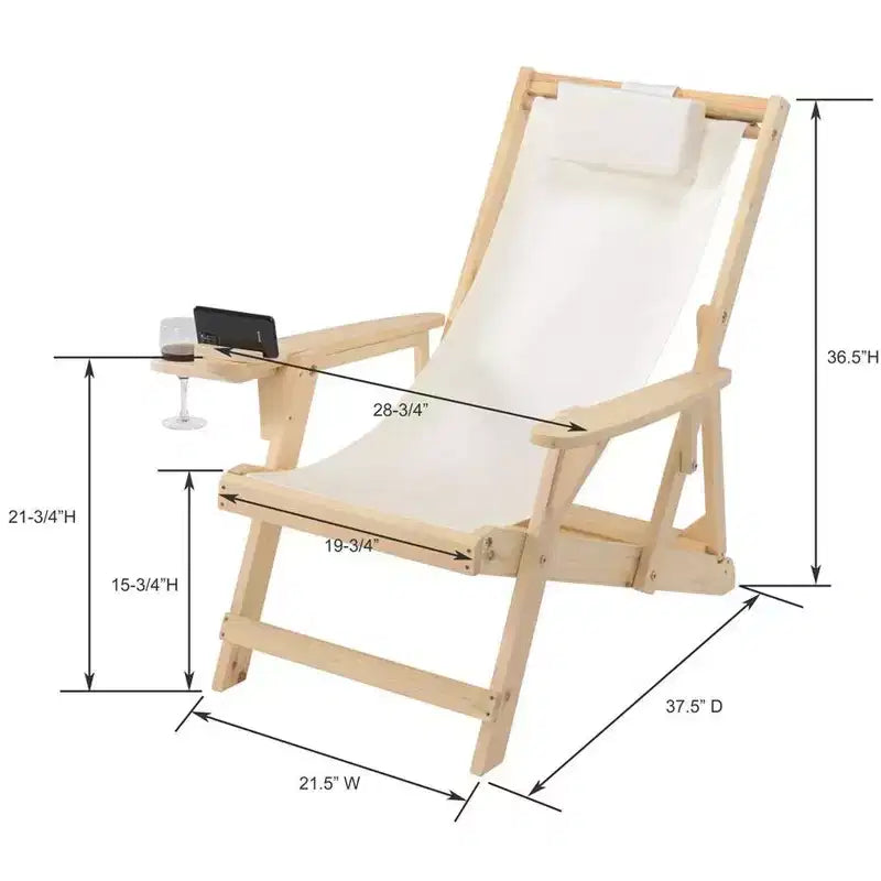 Chaise longue de camping pliable en toile, collection romantique Jiallo, avec porte-gobelet et porte-bouteille (lot de 2)
