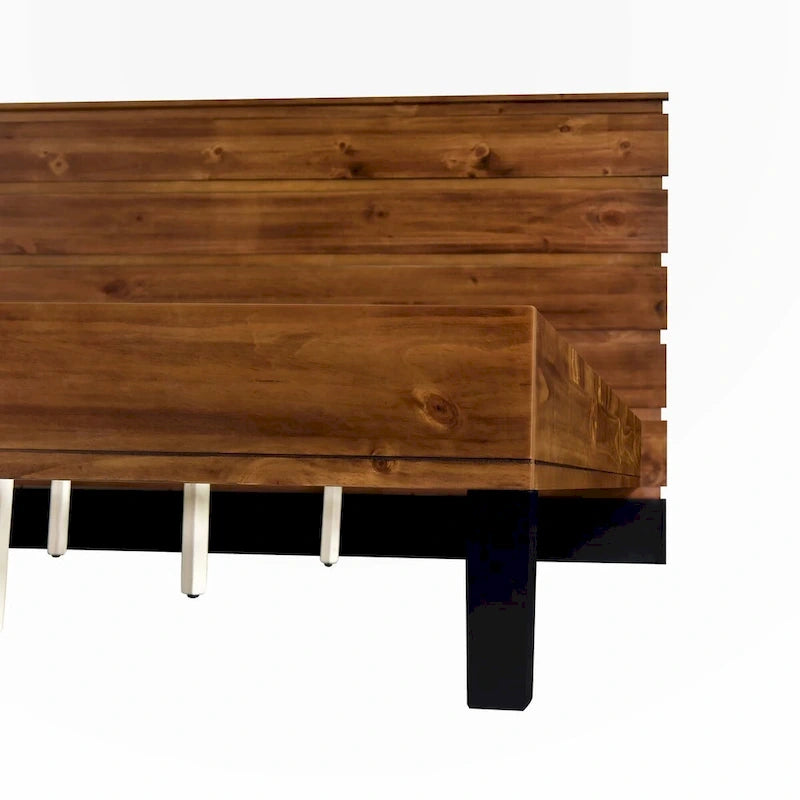 Lit plateforme King Size en bois massif avec tête de lit six pièces