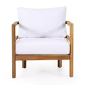 Christopher Knight Home Ellendale Outdoor Acacia Wood Club Chair with Cushions,Teak and White