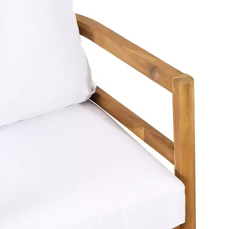 Christopher Knight Home Ellendale Fauteuil club d'extérieur en bois d'acacia avec coussins, teck et blanc