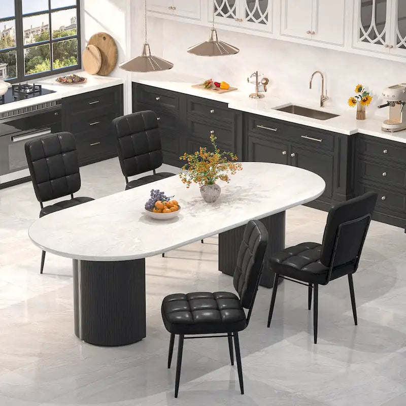 Lot de 2/4/6/8 chaises de salle à manger modernes, chaises de cuisine rembourrées avec coussin épais pour salle à manger