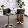 Lot de 2 tabourets de bar pivotants réglables en PU avec dossier touffeté