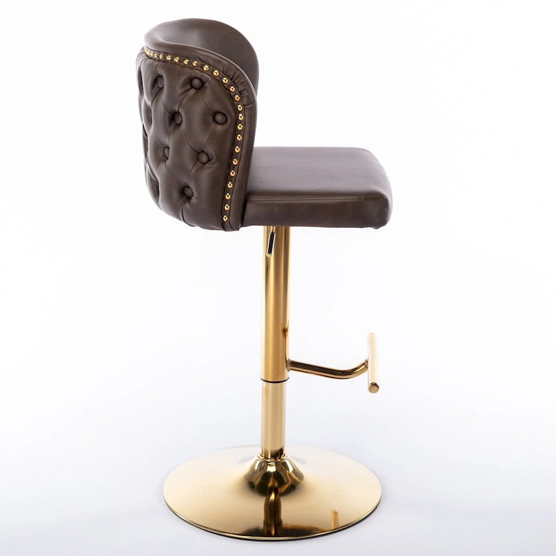 Lot de 2 tabourets de bar pivotants réglables en PU avec dossier touffeté