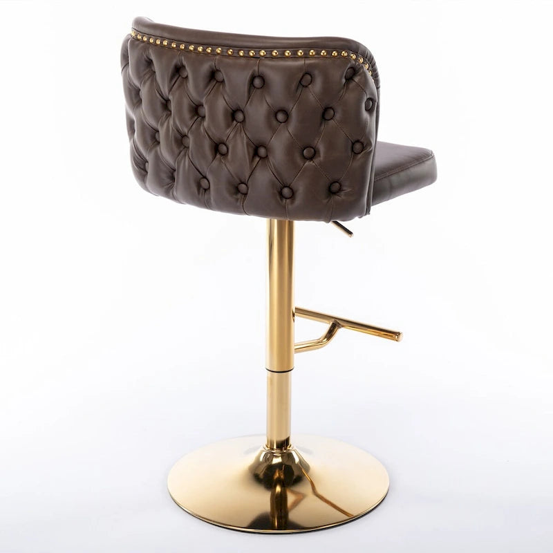 Lot de 2 tabourets de bar pivotants réglables en PU avec dossier touffeté