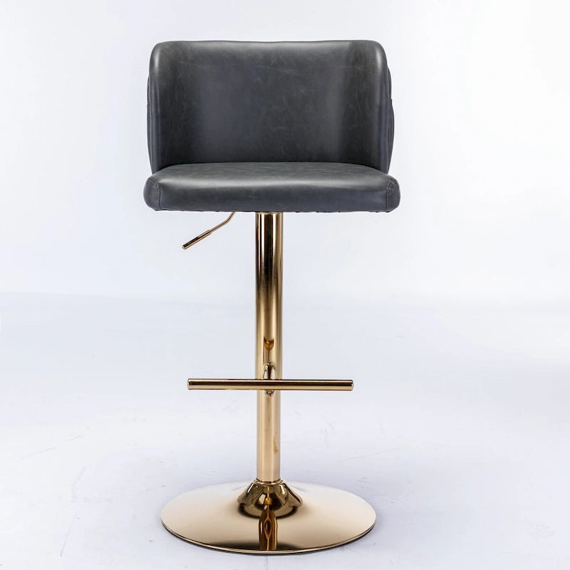 Lot de 2 tabourets de bar pivotants réglables en PU avec dossier touffeté