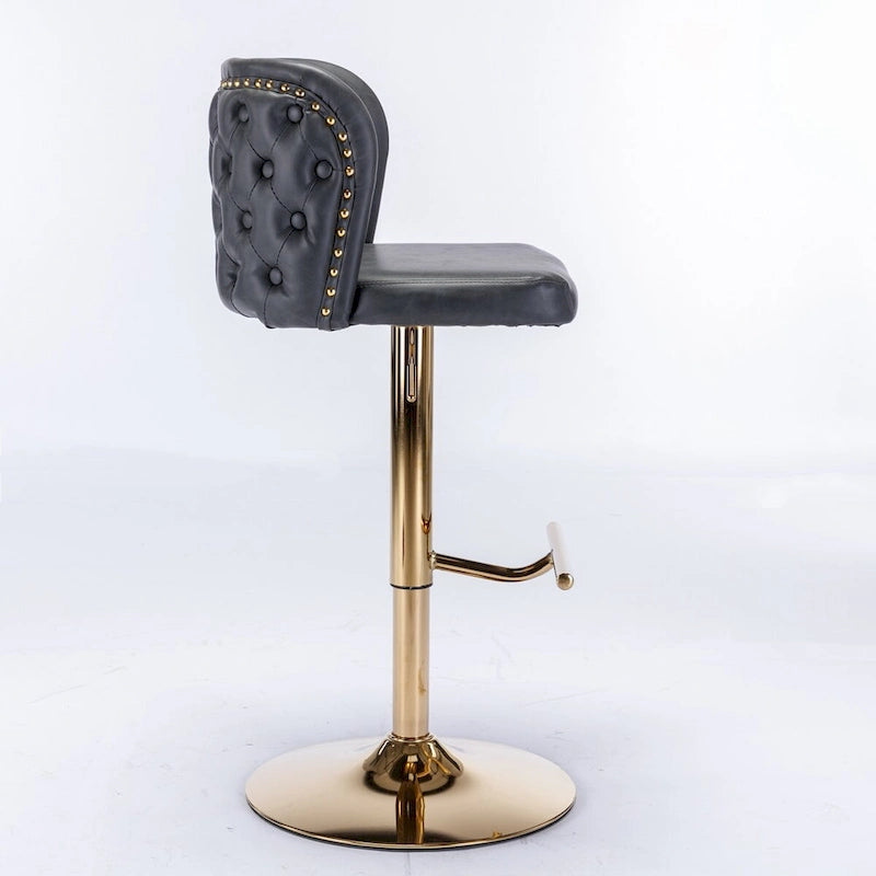 Lot de 2 tabourets de bar pivotants réglables en PU avec dossier touffeté