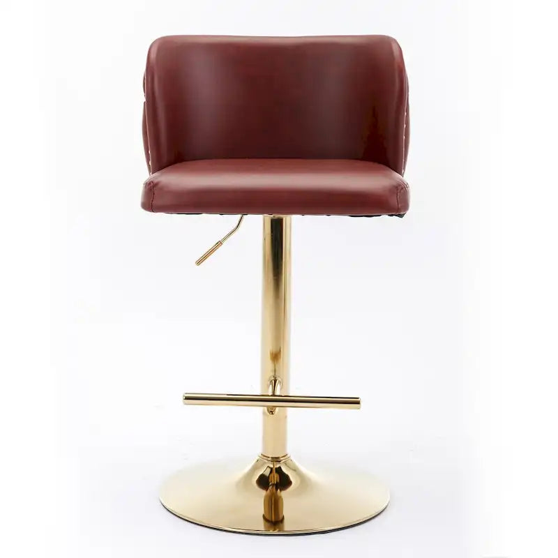 Lot de 2 tabourets de bar pivotants réglables en PU avec dossier touffeté