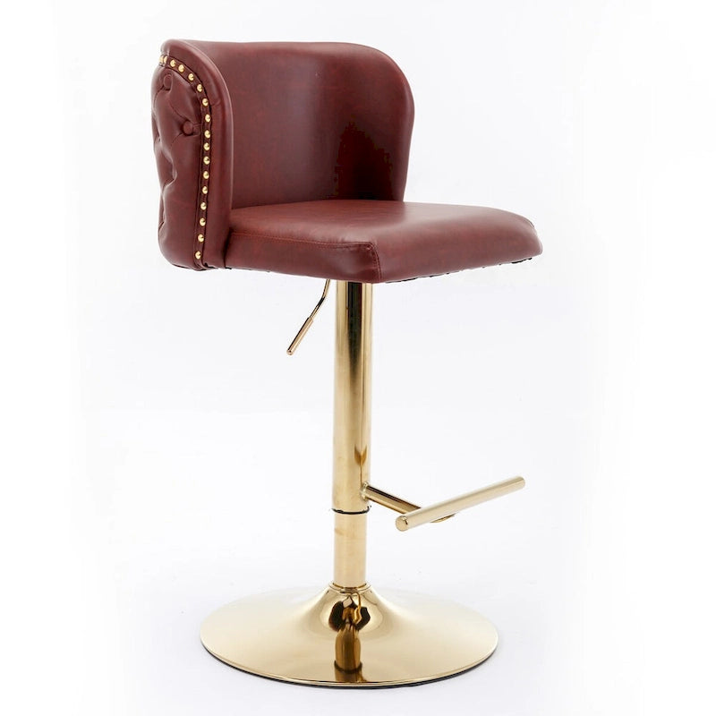 Lot de 2 tabourets de bar pivotants réglables en PU avec dossier touffeté