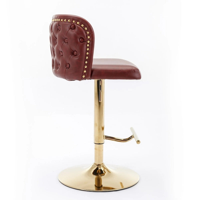 Lot de 2 tabourets de bar pivotants réglables en PU avec dossier touffeté