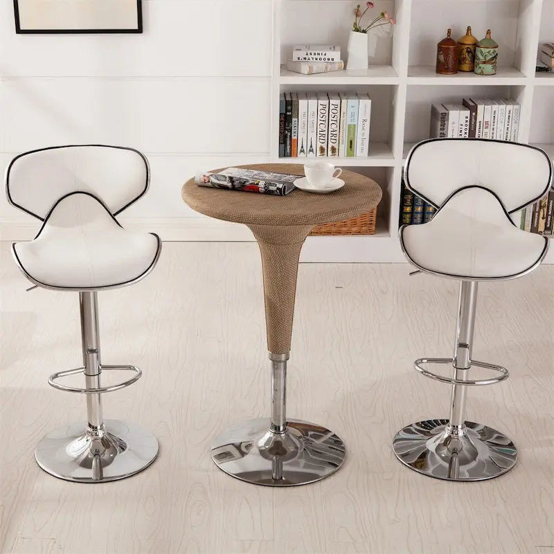 Tabouret de bar pivotant réglable avec vérin à gaz, base chromée, ensemble de 2