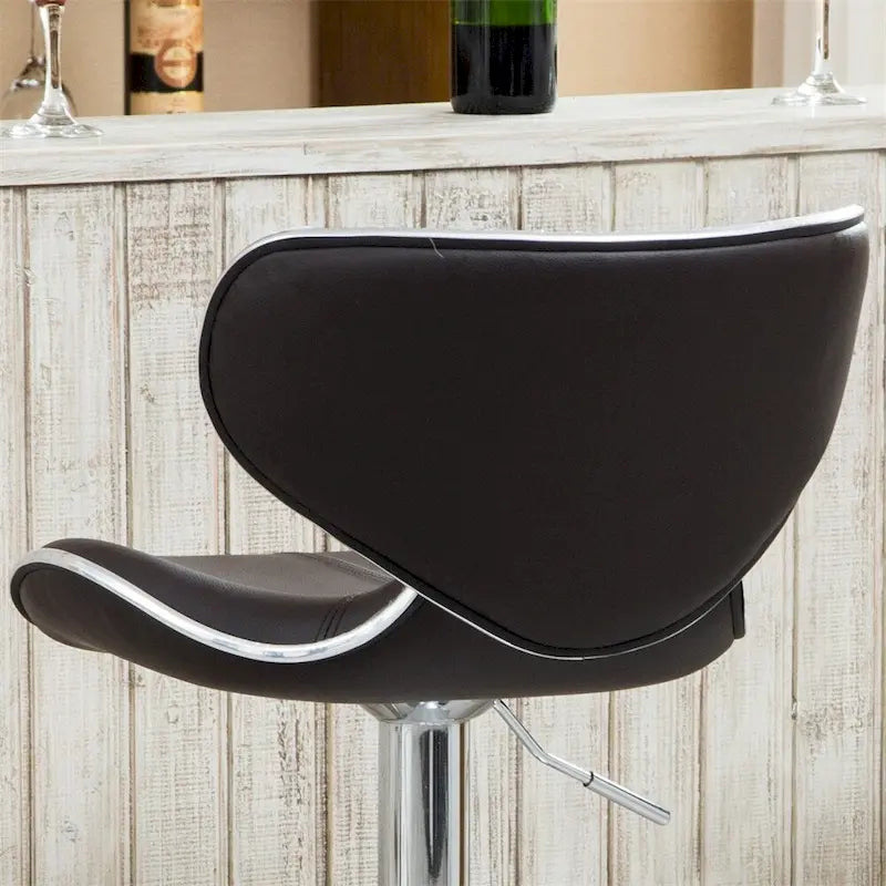 Tabouret de bar pivotant réglable avec vérin à gaz, base chromée, ensemble de 2