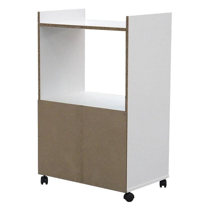 Meuble de cuisine pour micro-ondes 2 portes avec rangements, Hêtre