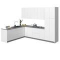 Collection Harmonie de Cuisine Blanc Brillant et Gris Socle Taille 8x10 pieds de large - 126x96