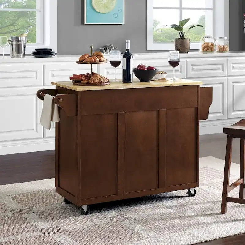 Desserte de cuisine Crosley Eleanor avec plateau en bois naturel - 45,7 P x 130,8 L x 89,5 H cm