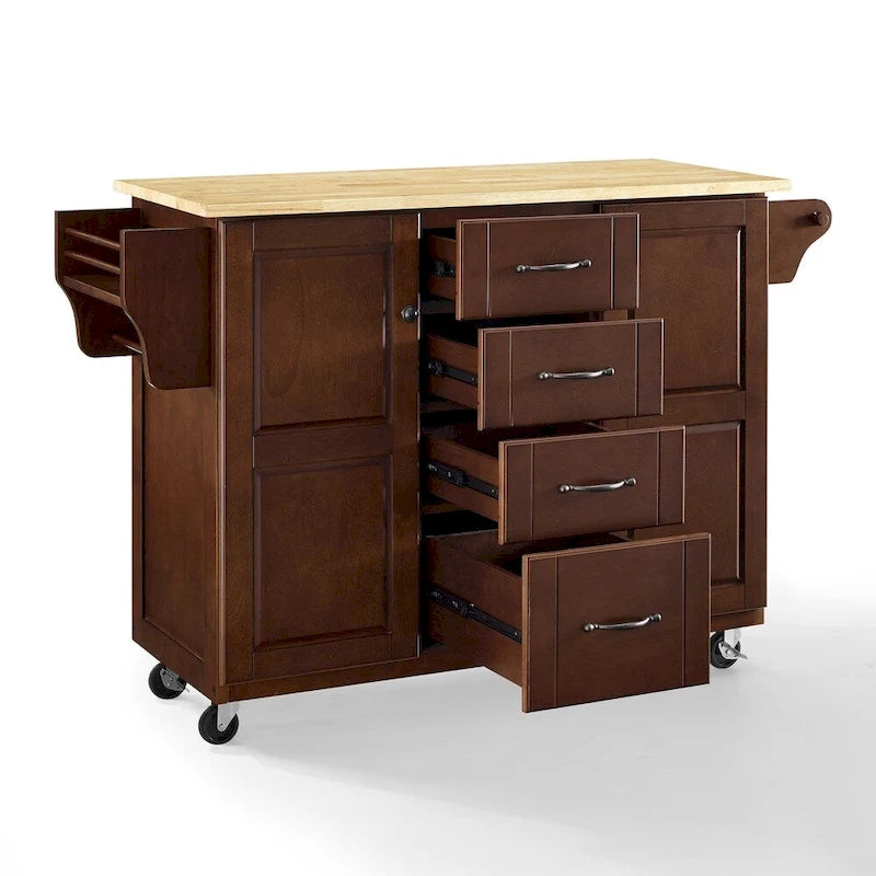 Desserte de cuisine Crosley Eleanor avec plateau en bois naturel - 45,7 P x 130,8 L x 89,5 H cm