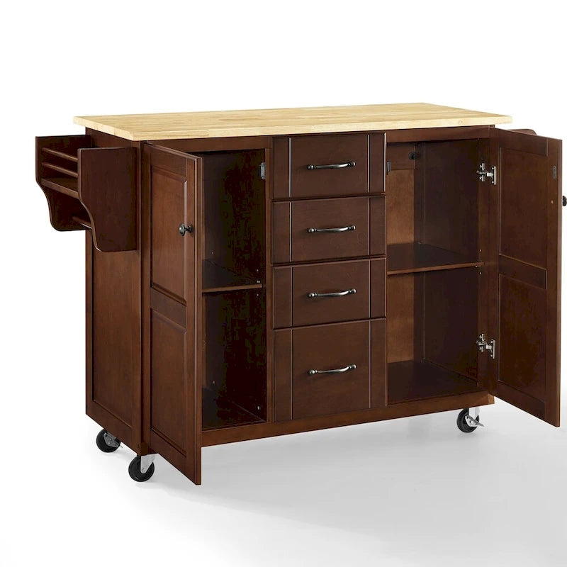 Desserte de cuisine Crosley Eleanor avec plateau en bois naturel - 45,7 P x 130,8 L x 89,5 H cm