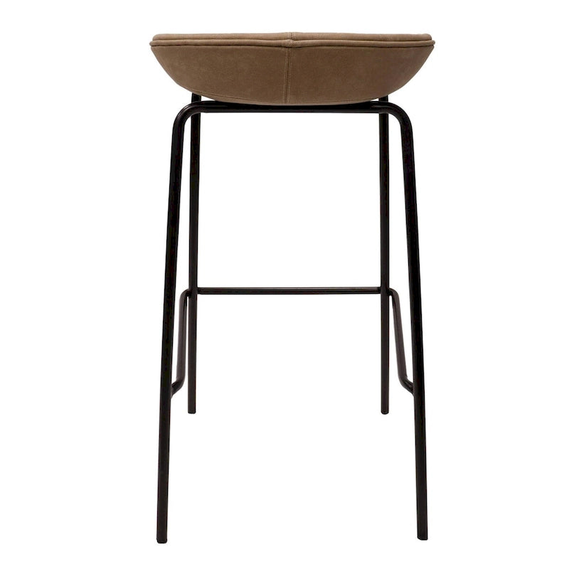 Tabouret de bar en cuir avec structure en fer thermolaqué - Lot de 2 de la série Servos