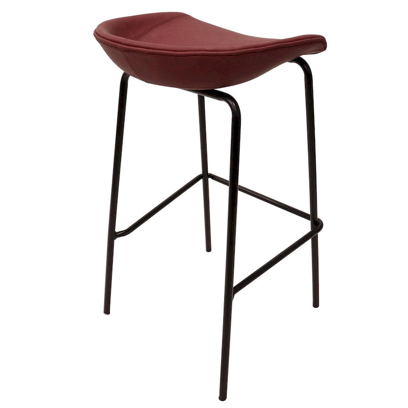 Tabouret de bar en cuir avec structure en fer thermolaqué - Lot de 2 de la série Servos