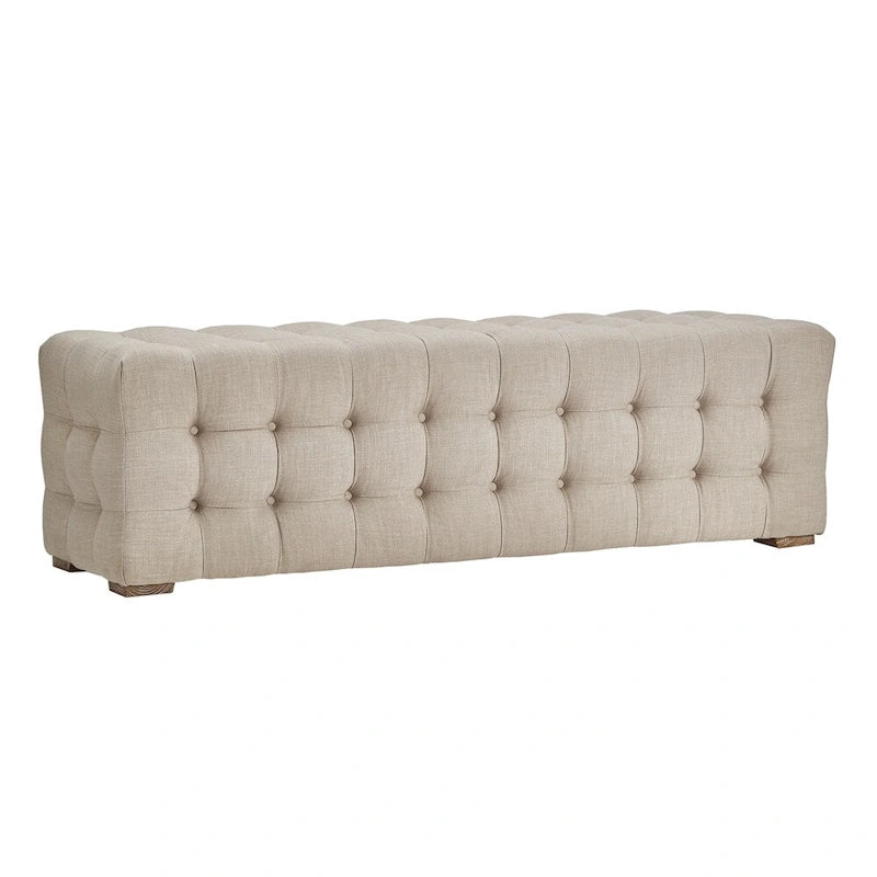 Banc capitonné en tissu de lin Knightsbridge par iNSPIRE Q Artisan