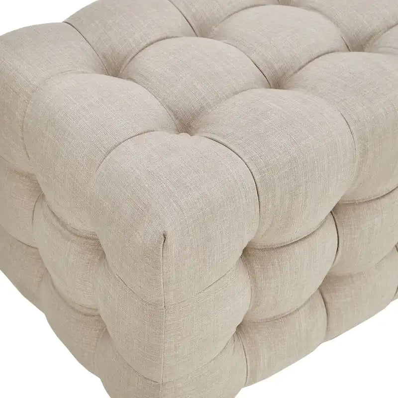 Banc capitonné en tissu de lin Knightsbridge par iNSPIRE Q Artisan