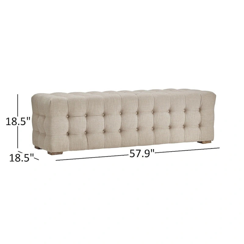 Banc capitonné en tissu de lin Knightsbridge par iNSPIRE Q Artisan