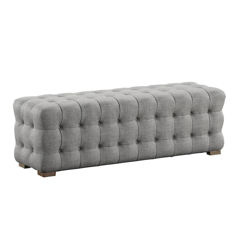 Banc capitonné en tissu de lin Knightsbridge par iNSPIRE Q Artisan