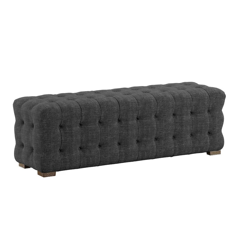 Banc capitonné en tissu de lin Knightsbridge par iNSPIRE Q Artisan