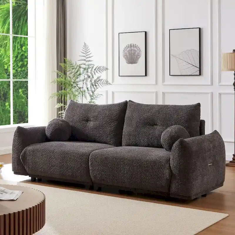 Canapé 2 places en laine d'agneau 90, avec coussins confortables