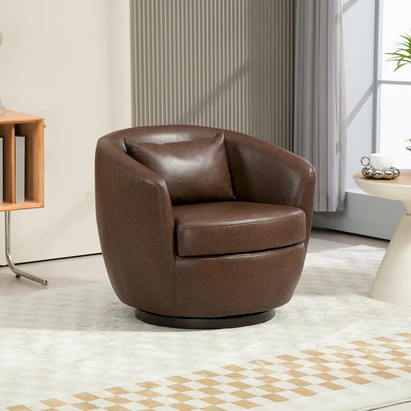 Fauteuil pivotant rembourré avec rangement, chaise d'appoint moderne pour salon, chambre, bureau, espaces de lecture - PU