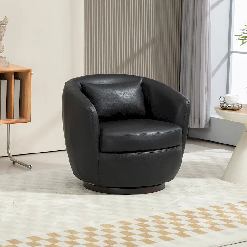 Fauteuil pivotant rembourré avec rangement, chaise d'appoint moderne pour salon, chambre, bureau, espaces de lecture - PU
