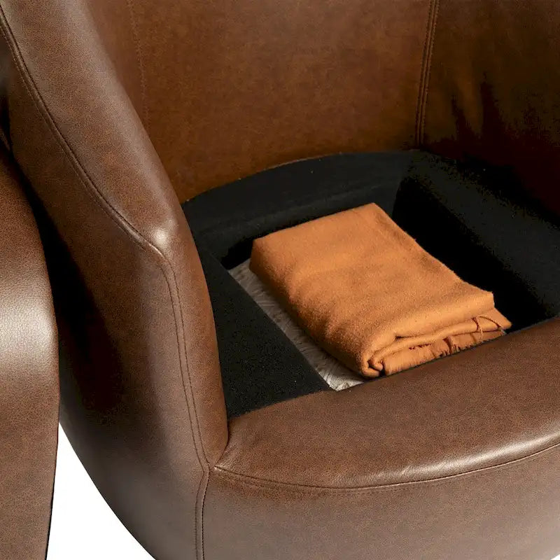 Fauteuil pivotant rembourré avec rangement, chaise d'appoint moderne pour salon, chambre, bureau, espaces de lecture - PU