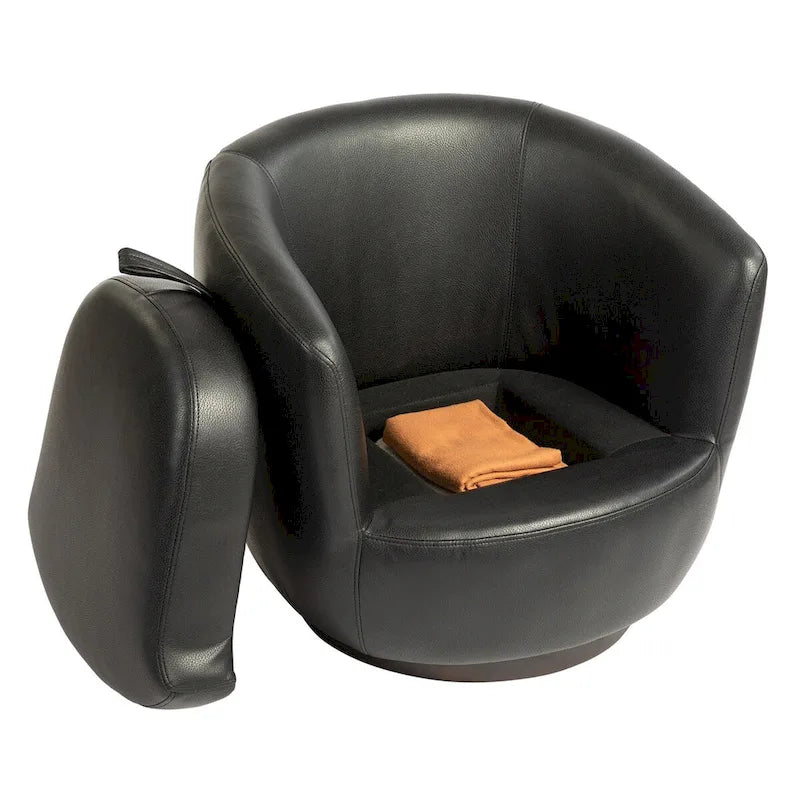 Fauteuil pivotant rembourré avec rangement, chaise d'appoint moderne pour salon, chambre, bureau, espaces de lecture - PU