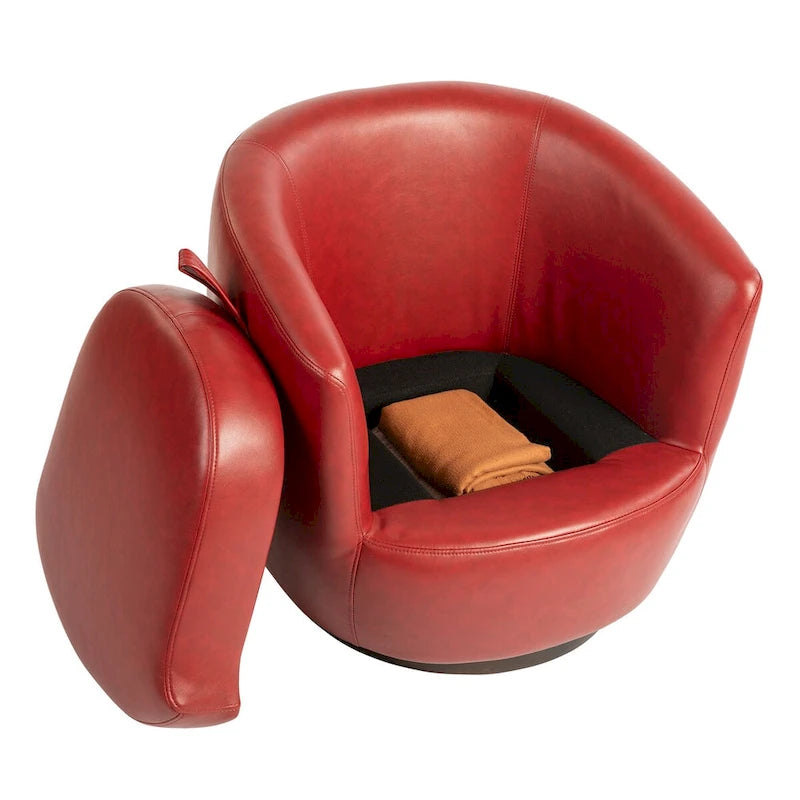 Fauteuil pivotant rembourré avec rangement, chaise d'appoint moderne pour salon, chambre, bureau, espaces de lecture - PU