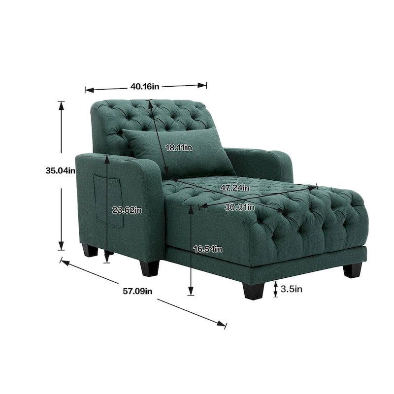 Clihome méridienne inclinable capitonnée