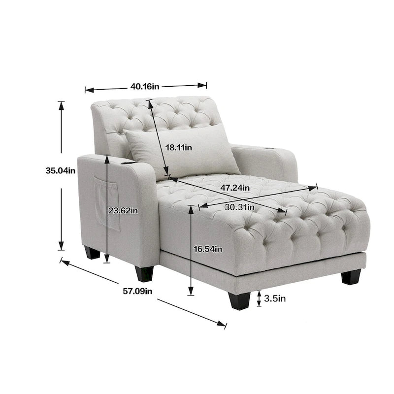 Clihome méridienne inclinable capitonnée