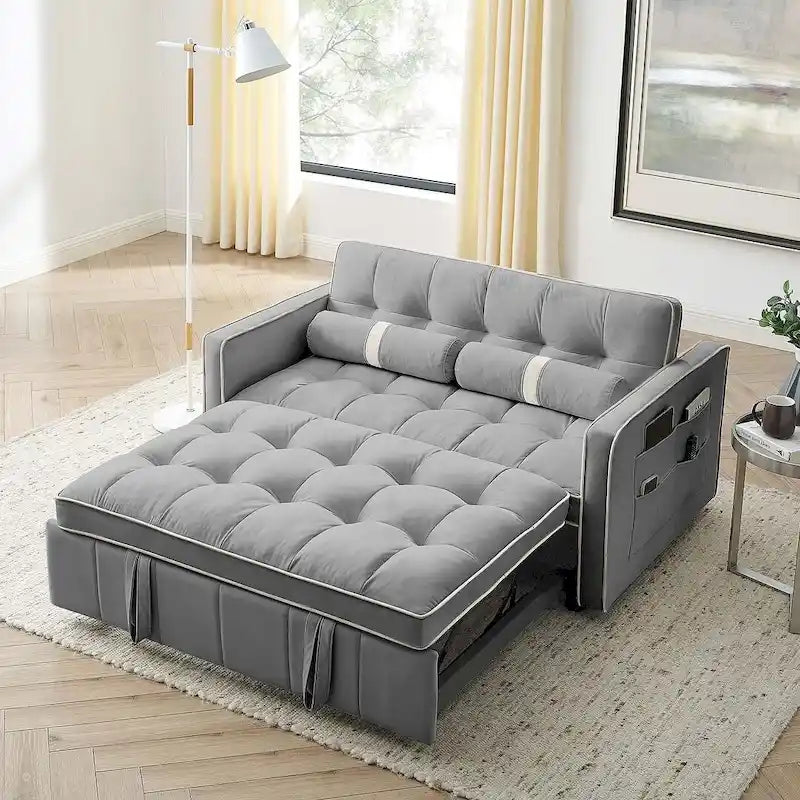 Canapé-lit réglable moderne de 55,5 cm en velours avec poches latérales