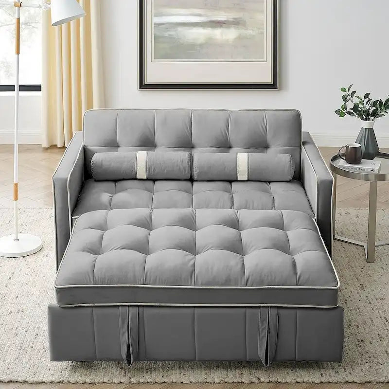 Canapé-lit réglable moderne de 55,5 cm en velours avec poches latérales