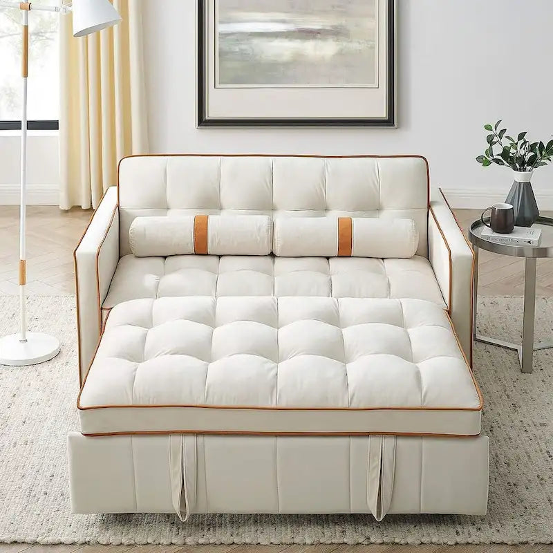 Canapé-lit réglable moderne de 55,5 cm en velours avec poches latérales