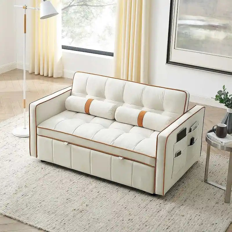 Canapé-lit réglable moderne de 55,5 cm en velours avec poches latérales