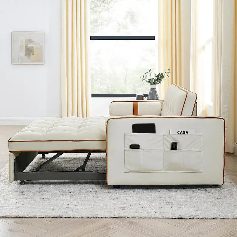 Canapé-lit réglable moderne de 55,5 cm en velours avec poches latérales