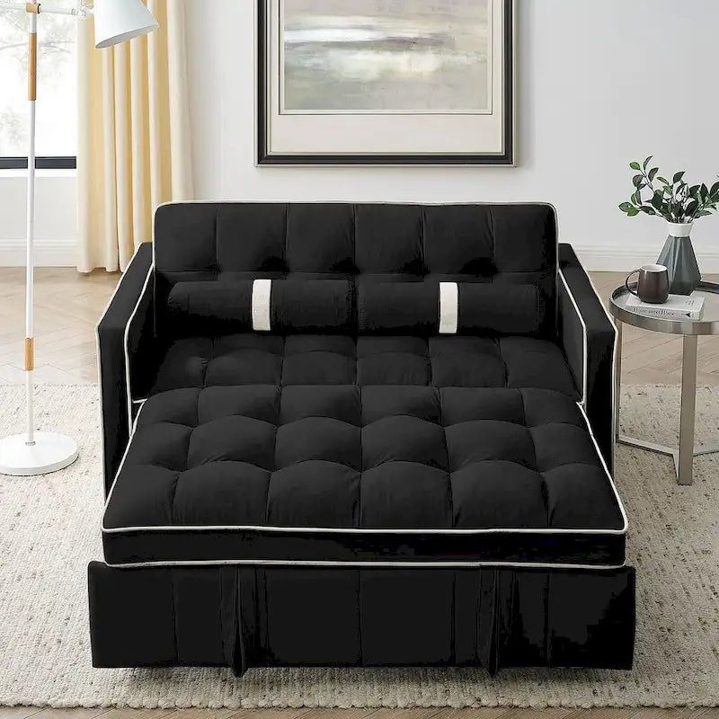 Canapé-lit réglable moderne de 55,5 cm en velours avec poches latérales