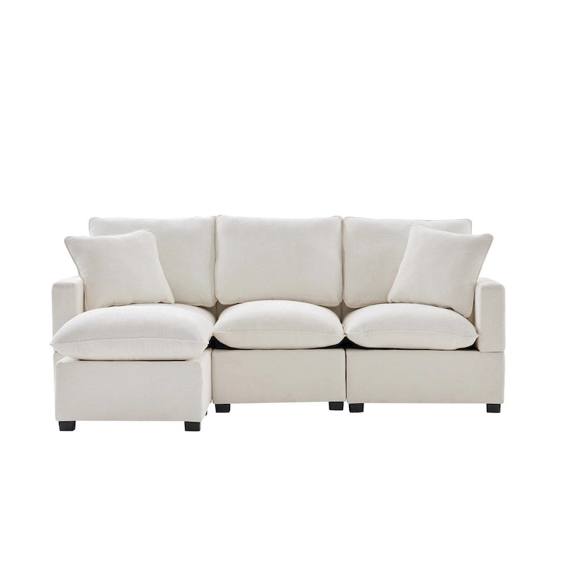 Canapé modulaire moderne 84"*57", sectionnel 4 places en chenille avec 2 oreillers inclus, meuble d'intérieur librement combinable
