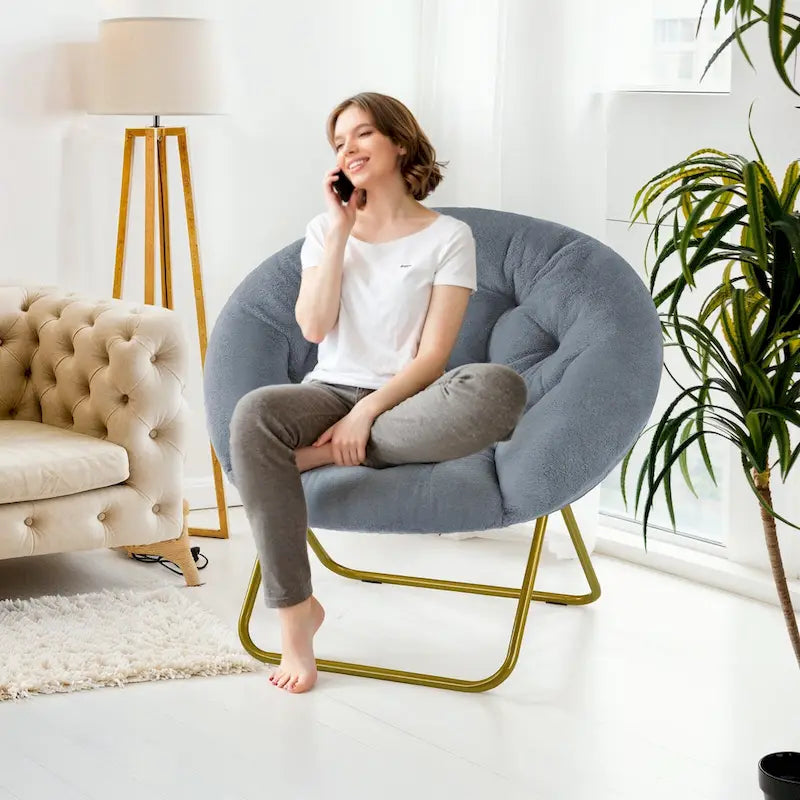 Fauteuil d'appoint en lin capitonné confortable, Canapé de lecture pour salon, chambre à coucher